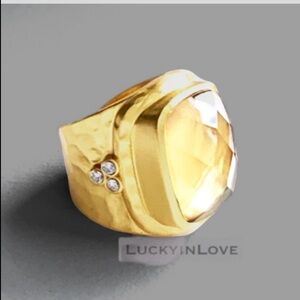 JULIE VOS® Tudor Stone Statement Ring Trios of CZ Stones Iridescent CHAMPAGNE